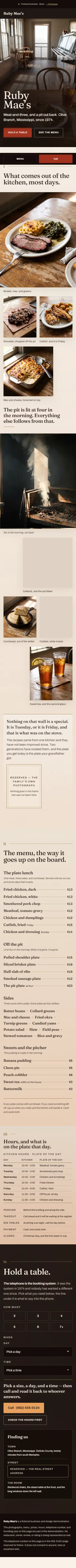 The whole of the Ruby Mae's page, top to bottom